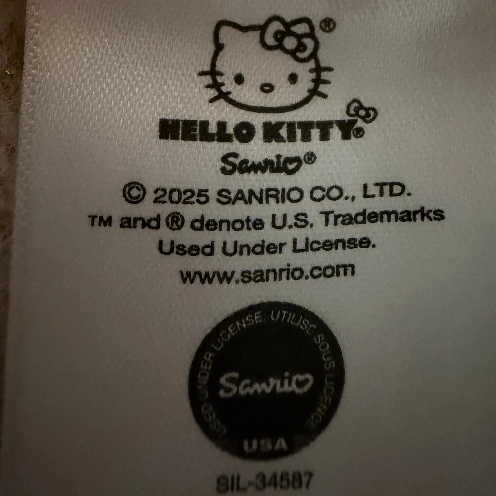 Hello Kitty Size XS 4/5 Sanrio Girls Cream Gold Metallic Fuzzy Knit Sweater 1991